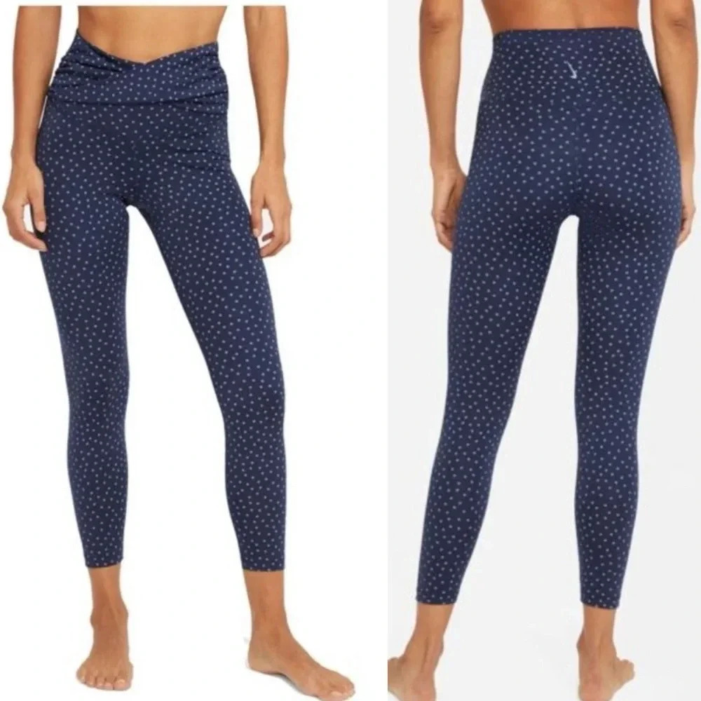 Nike Yoga Dots Twist 7/8 Crop Legging Blue Size XL